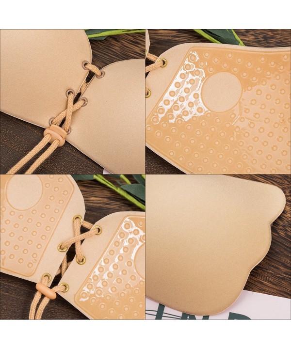 Adhesive Bra Push Up Strapless Bras Sticky Bra for Women with Drawstring - Skin - C1180N65S8X