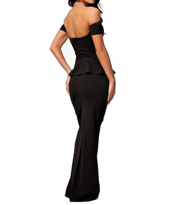 Drop shoulder Peplum Maxi Evening Dress - Black - CM11L75QA2F