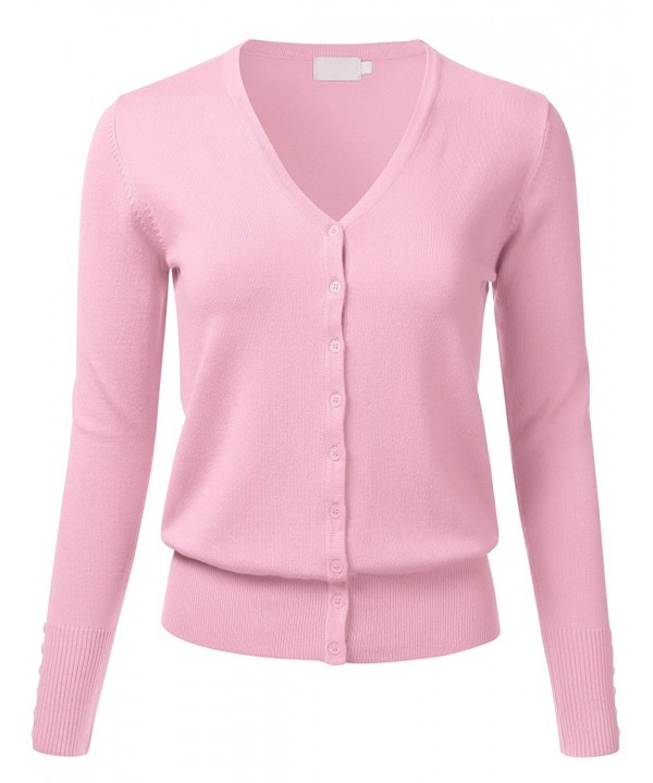 FLORIA Button Cardigan Sweater BabyPink