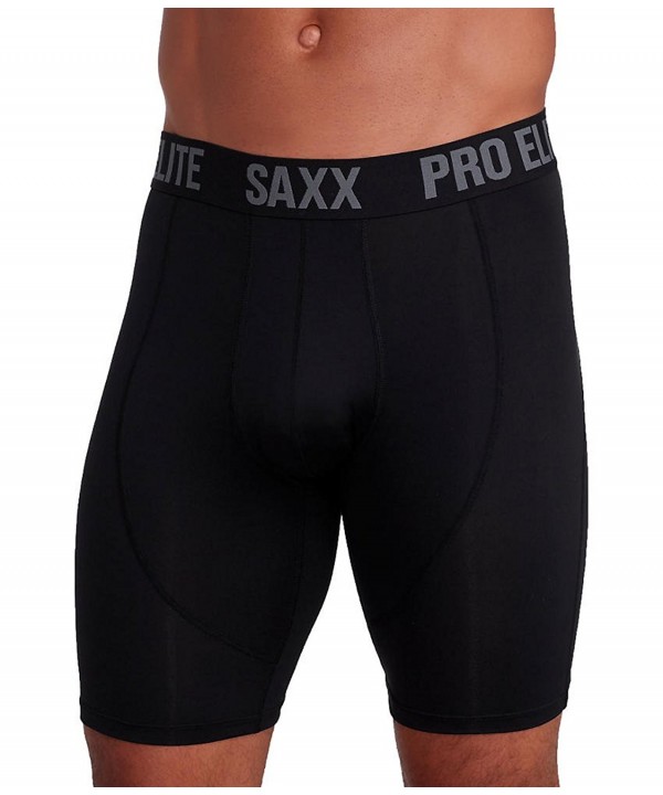 Saxx Mens Pro Elite 2.0 Long Leg Performance Boxers Underwear - Black ...